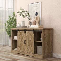 Gymax 150cm Media Entertainment Center TV Stand Cabinet for 65 Inch TVs in Light Oak - thumbnail 9