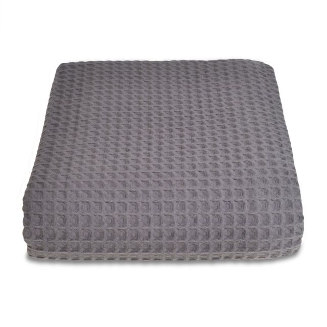 Allure Bath Fashions Luxury Hotel Waffle Throw Blanket Bedspread - 100% Cotton in Dark Grey - Size: Small - image 1