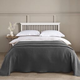 Allure Bath Fashions Luxury Hotel Waffle Throw Blanket Bedspread - 100% Cotton in Dark Grey - Size: Small - thumbnail 3