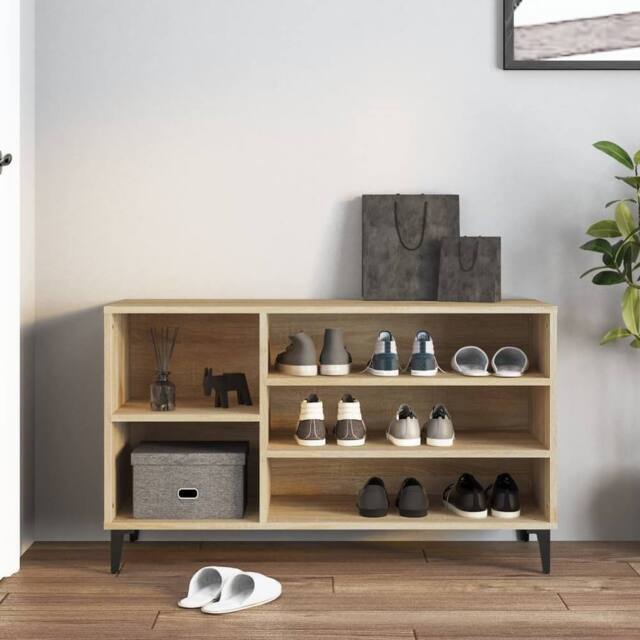 Berkfield Home Shoe Cabinet Sonoma Oak 102x36x60 cm Engineered Wood in Beige - Size: 102 x 36 x 60 cm - image 1