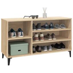 Berkfield Home Shoe Cabinet Sonoma Oak 102x36x60 cm Engineered Wood in Beige - Size: 102 x 36 x 60 cm - thumbnail 4