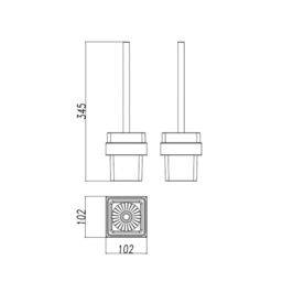 Nes Home Modern Square Brass Toilet Brush & Holder - Chrome in Silver - thumbnail 2