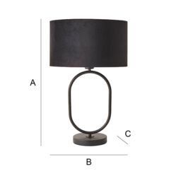 ValueLights Antonia Black Velvet Drum Lamp Shade Matte Black Oval Table Lamp - thumbnail 7