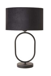 ValueLights Antonia Black Velvet Drum Lamp Shade Matte Black Oval Table Lamp - thumbnail 6