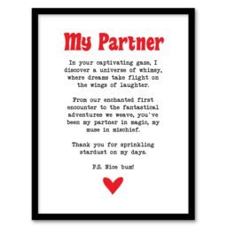 "Artery8 Love Poem Whimsy Magic Partner Romantic Poetry Framed Art Print in White - Size: W12"" x H16""" - thumbnail 1