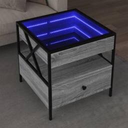 Berkfield Home Coffee Table with Infinity LED Grey Sonoma 50x50x51 cm - Size: 50 x 50 x 51 cm - thumbnail 2