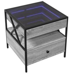 Berkfield Home Coffee Table with Infinity LED Grey Sonoma 50x50x51 cm - Size: 50 x 50 x 51 cm - thumbnail 3
