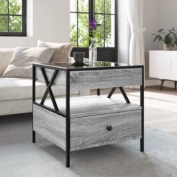 Berkfield Home Coffee Table with Infinity LED Grey Sonoma 50x50x51 cm - Size: 50 x 50 x 51 cm - thumbnail 4