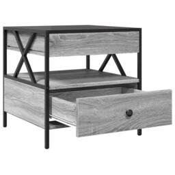 Berkfield Home Coffee Table with Infinity LED Grey Sonoma 50x50x51 cm - Size: 50 x 50 x 51 cm - thumbnail 7