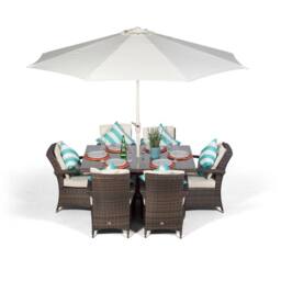 Thats Furniture Arizona Rectangular 6 Seater Rattan Patio Dining Set in Brown