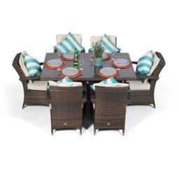 Thats Furniture Arizona Rectangular 6 Seater Rattan Patio Dining Set in Brown - thumbnail 4