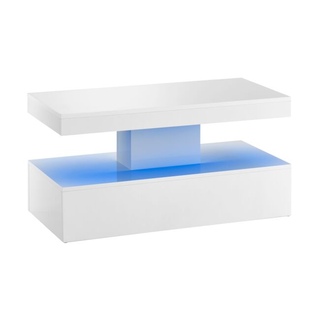 Moderna Coffee Table with LED White Gloss 90cm - image 1
