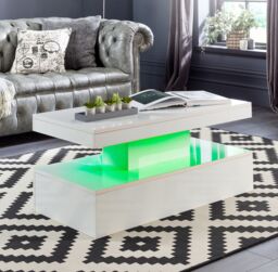 Moderna Coffee Table with LED White Gloss 90cm - thumbnail 8