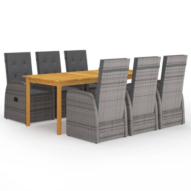Berkfield Home 7 Piece Garden Dining Set with Cushions Grey Poly Rattan - image 1