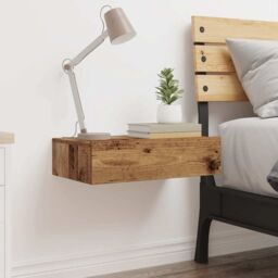 Berkfield Home Bedside Cabinet Old Wood 60x35 cm Engineered Wood in Brown - thumbnail 4