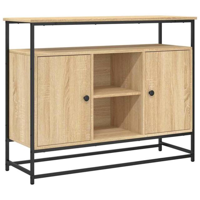 Berkfield Home Sideboard Sonoma Oak 100x35x80 cm Engineered Wood in Light Brown - Size: 100 x 35 x 80 cm - image 1