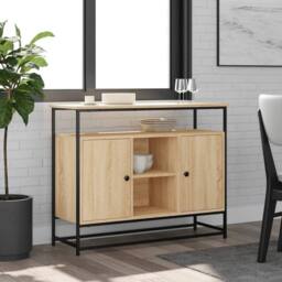 Berkfield Home Sideboard Sonoma Oak 100x35x80 cm Engineered Wood in Light Brown - Size: 100 x 35 x 80 cm - thumbnail 2