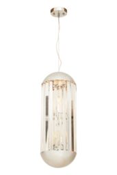 Orsina 6 Bulb Small Pendant Light, Chrome Finish Contemporary Lighting Fixture, Capsule-Shaped Crystal Panel Light in Silver - thumbnail 4