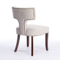 HomeTouch Milton Set of 2 Farmhouse Dining Chairs with T-Shape Back Linen Fabric Upholstered Accent Curved Backrest Kitchen Chairs - Size: 2 Pack - thumbnail 7