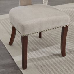 HomeTouch Milton Set of 2 Farmhouse Dining Chairs with T-Shape Back Linen Fabric Upholstered Accent Curved Backrest Kitchen Chairs - Size: 2 Pack - thumbnail 9
