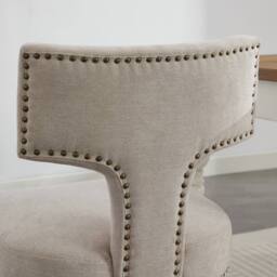 HomeTouch Milton Set of 2 Farmhouse Dining Chairs with T-Shape Back Linen Fabric Upholstered Accent Curved Backrest Kitchen Chairs - Size: 2 Pack - thumbnail 8