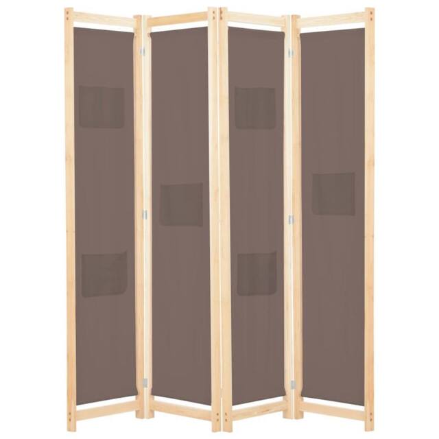 Berkfield Home 4-Panel Room Divider Brown 160x170x4 cm Fabric - Size: 160 x 170 x 4 cm - image 1
