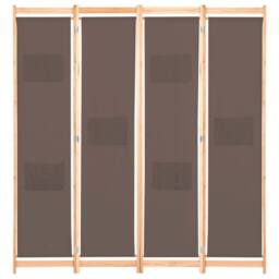 Berkfield Home 4-Panel Room Divider Brown 160x170x4 cm Fabric - Size: 160 x 170 x 4 cm - thumbnail 2