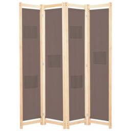 Berkfield Home 4-Panel Room Divider Brown 160x170x4 cm Fabric - Size: 160 x 170 x 4 cm