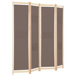 Berkfield Home 4-Panel Room Divider Brown 160x170x4 cm Fabric - Size: 160 x 170 x 4 cm - thumbnail 3