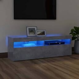 Berkfield Home TV Cabinet with LED Lights Concrete Grey 120x35x40 cm - Size: 120 x 35 x 40 cm - thumbnail 2