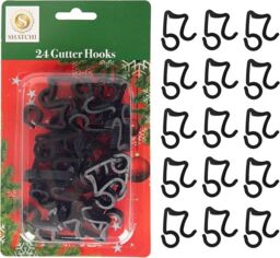 Shatchi 24Pcs Gutter Hooks - Strong & Reliable for Outdoor Decor in Black - Size: 1 Pack