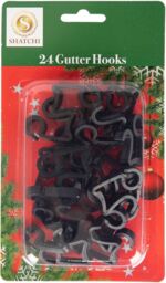Shatchi 24Pcs Gutter Hooks - Strong & Reliable for Outdoor Decor in Black - Size: 1 Pack - thumbnail 2