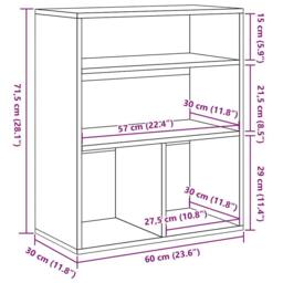 Berkfield Home Book Cabinet Old Wood 60x30x71.5 cm Engineered Wood in Brown - thumbnail 9