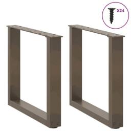 Berkfield Home Coffee Table Legs U-Shaped 2 pcs Natural Steel 50x(42-43) cm Steel in Brown - thumbnail 3