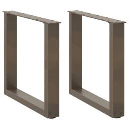 Berkfield Home Coffee Table Legs U-Shaped 2 pcs Natural Steel 50x(42-43) cm Steel in Brown - thumbnail 1
