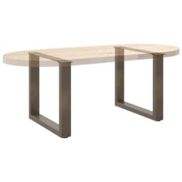 Berkfield Home Coffee Table Legs U-Shaped 2 pcs Natural Steel 50x(42-43) cm Steel in Brown - thumbnail 8