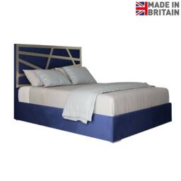 Casani Embleton Upholstered Soft Velvet Blue Metal Designer Bed Frame - Size: King - thumbnail 4