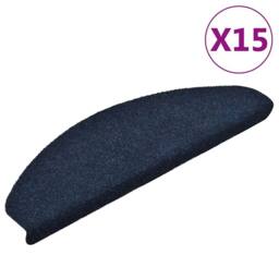 Berkfield Home Self-adhesive Stair Mats 15 pcs Navy 65x21x4 cm Needle Punch - Size: Medium - thumbnail 2