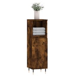 Berkfield Home Bathroom Cabinet Smoked Oak 30x30x100 cm Engineered Wood in Brown - Size: 30 x 30 x 100 cm - thumbnail 3