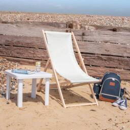 Harbour Housewares Folding Wooden Deck Chairs Natural Pack of 2 in Beige - thumbnail 6