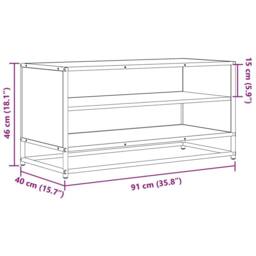 Berkfield Home TV Cabinet Brown Oak 91x40x46 cm Engineered Wood & Metal - Size: 91 x 40 x 46 cm - thumbnail 9