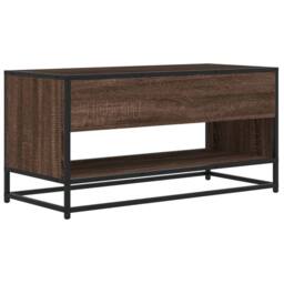 Berkfield Home TV Cabinet Brown Oak 91x40x46 cm Engineered Wood & Metal - Size: 91 x 40 x 46 cm - thumbnail 6