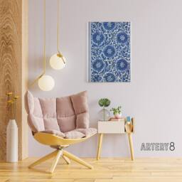 "Artery8 Owen Jones Art Nouveau Flower Pattern in Blue Canvas Wall Art Print - Size: W12"" x H16""" - thumbnail 3