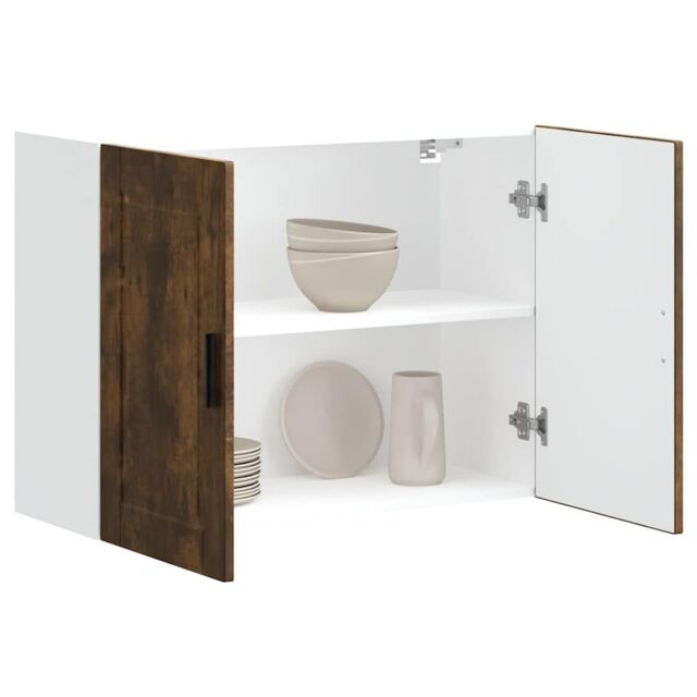 Berkfield Home Kitchen Wall Cabinet Porto Smoked Oak Engineered Wood in Brown - image 1