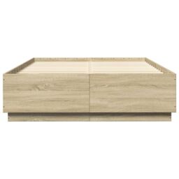 Berkfield Home Bed Frame with LED without Mattress Sonoma Oak 120x200 cm in Brown - Size: Small Double - thumbnail 6