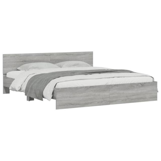 Berkfield Home Durable Bed Frame with LED without Mattress Grey Sonoma 180x200 c - Size: Super King - image 1