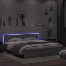 Berkfield Home Durable Bed Frame with LED without Mattress Grey Sonoma 180x200 c - Size: Super King - thumbnail 4
