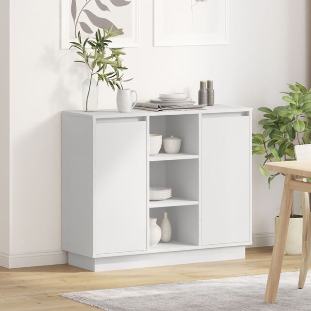 Berkfield Home Sideboard with LED White 90x32x75 cm Engineered Wood - Size: 90 x 32 x 75 cm - image 1