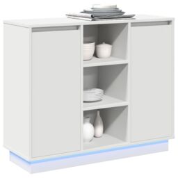 Berkfield Home Sideboard with LED White 90x32x75 cm Engineered Wood - Size: 90 x 32 x 75 cm - thumbnail 3