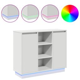 Berkfield Home Sideboard with LED White 90x32x75 cm Engineered Wood - Size: 90 x 32 x 75 cm - thumbnail 4